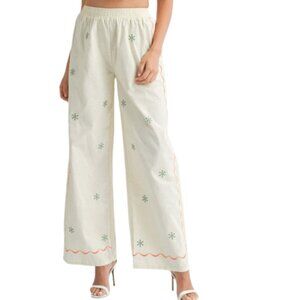 EMBROIDERED LINEN PANT